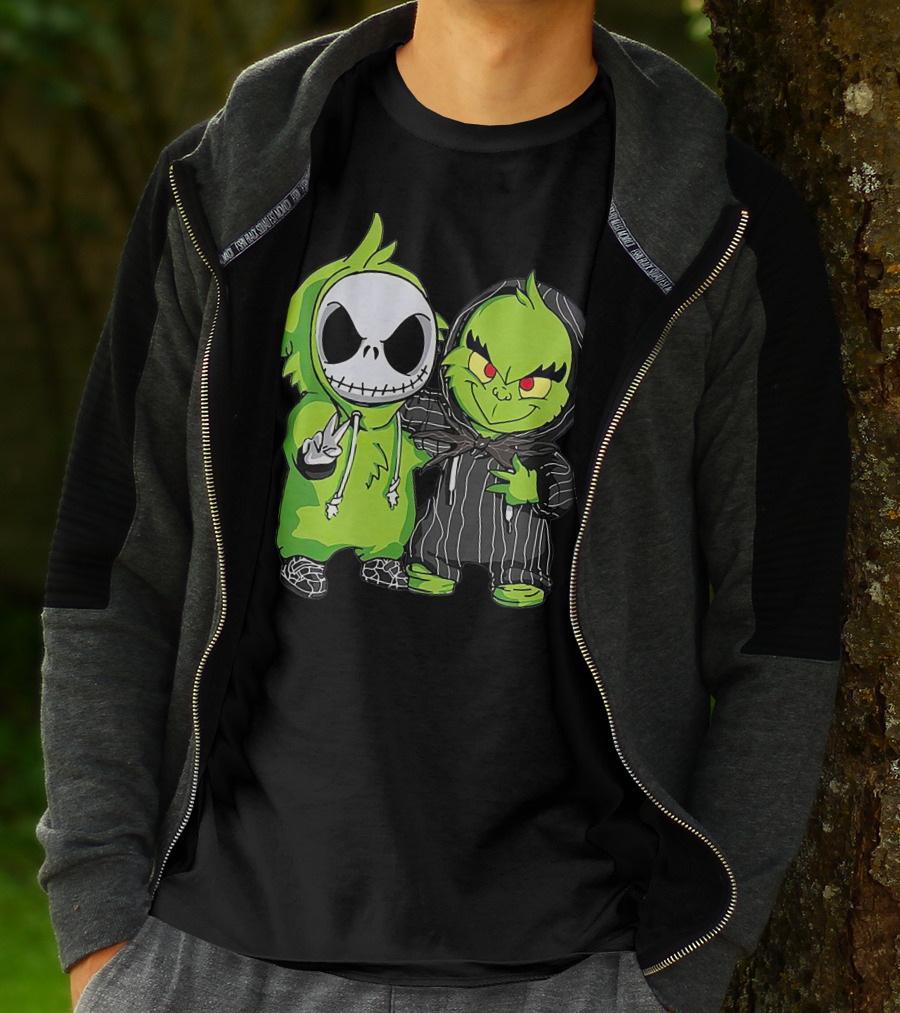 Jack Skellington And Grinch Crossover Hoodie Characters T-Shirt