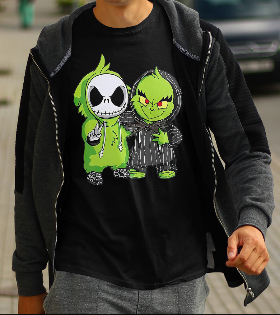 Jack Skellington And Grinch Crossover Hoodie Characters T-Shirt