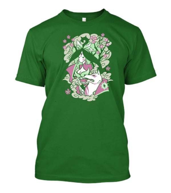Okami Merch Amaterasu And Cherry Blossoms T-Shirt