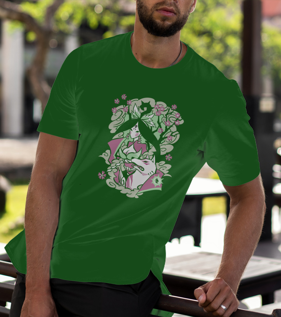 Okami Merch Amaterasu And Cherry Blossoms T-Shirt