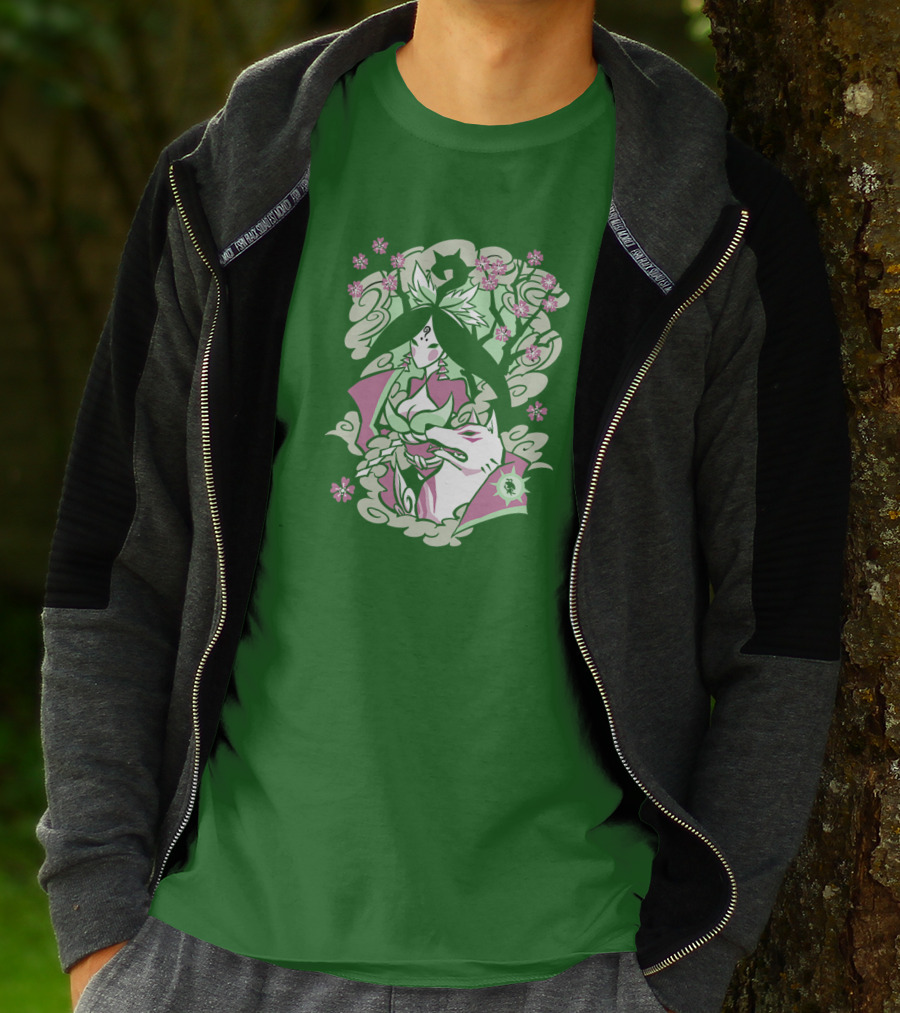 Okami Merch Amaterasu And Cherry Blossoms T-Shirt