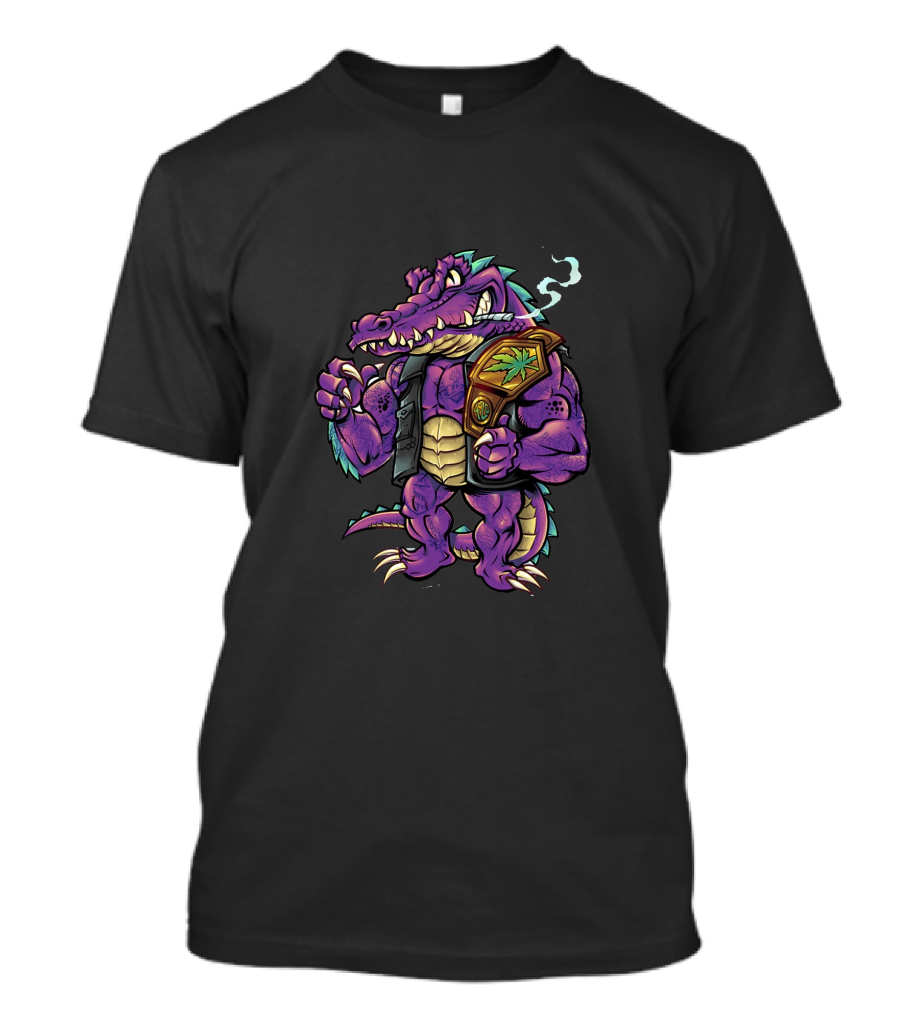 Agent Agent Crocodile Champion Smoking Purple T-Shirt
