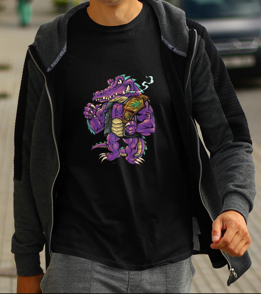 Agent Agent Crocodile Champion Smoking Purple T-Shirt