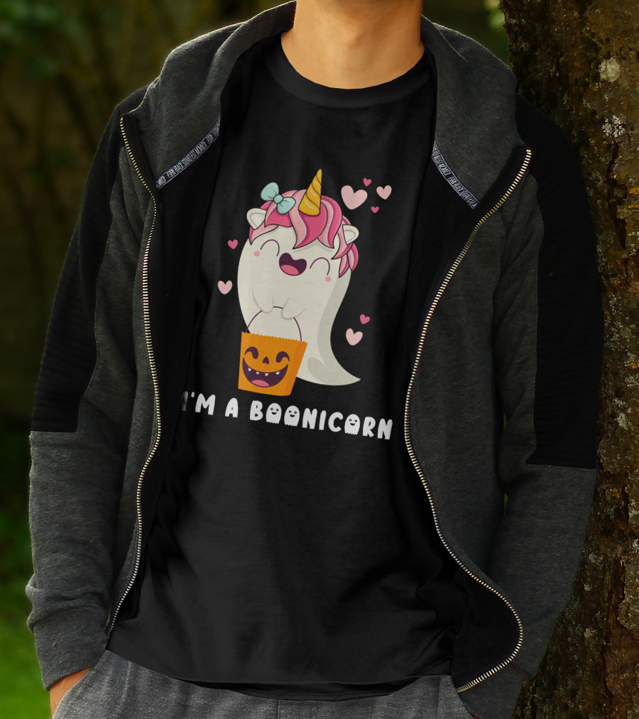 I'm A Boonicorn Cute Boonicorn Ghost Unicorn Halloween Hearts T-Shirt