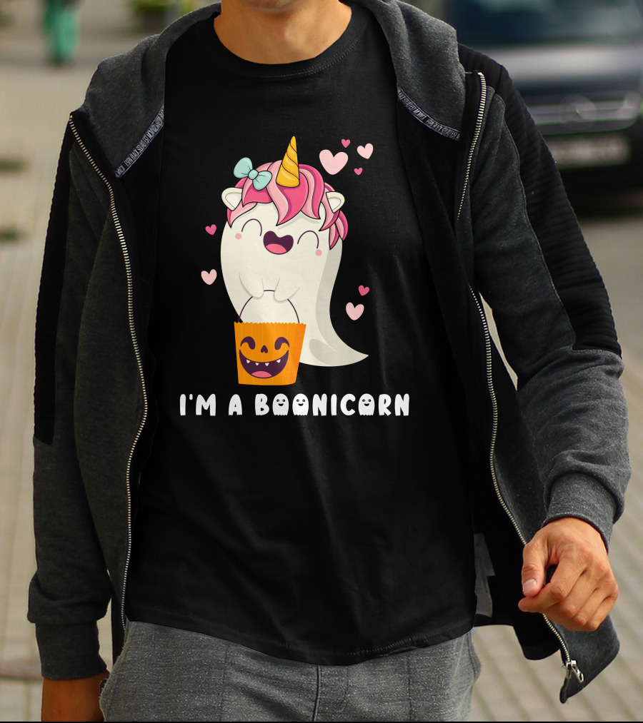 I'm A Boonicorn Cute Boonicorn Ghost Unicorn Halloween Hearts T-Shirt