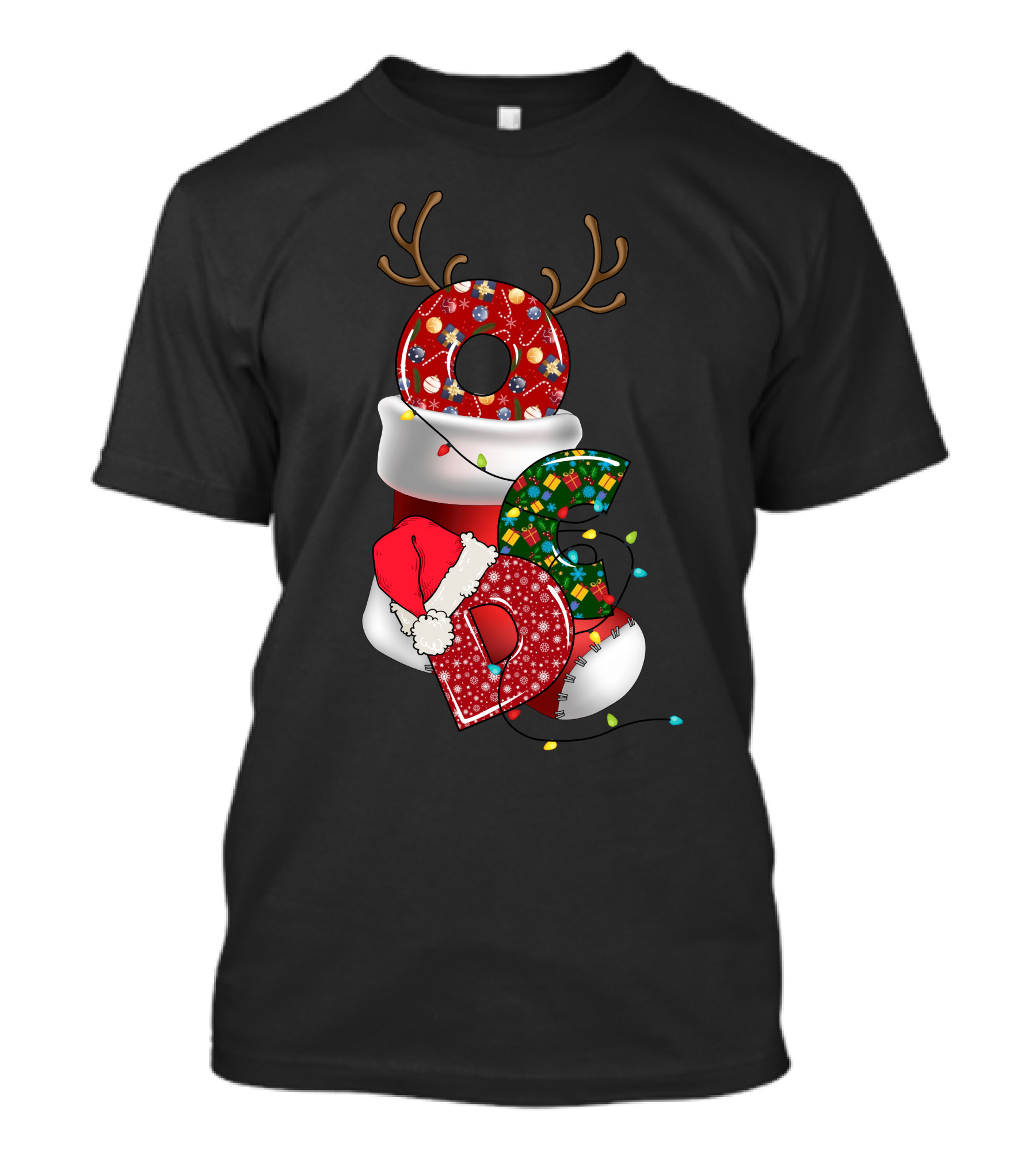 OCD Obsessive Christmas Disorder Reindeer Santa Hat Lights Stocking T-Shirt