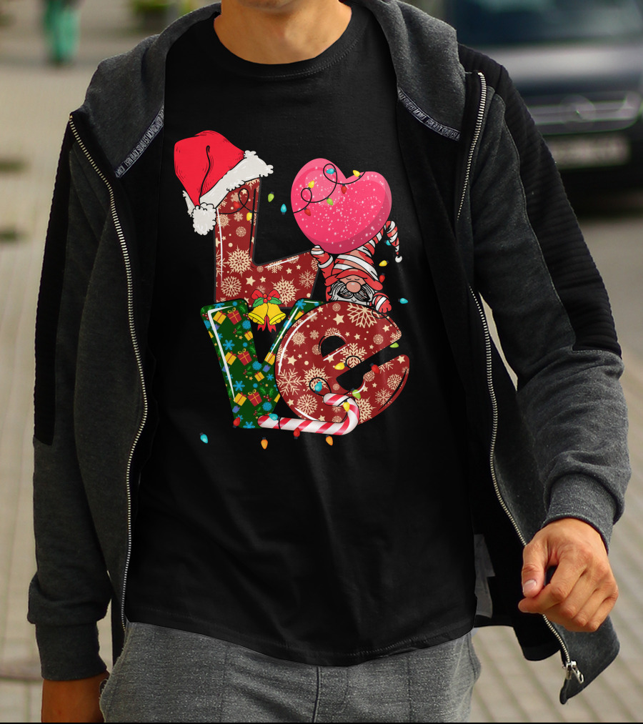 Christmas Love With Santa Hat And Festive T-Shirt