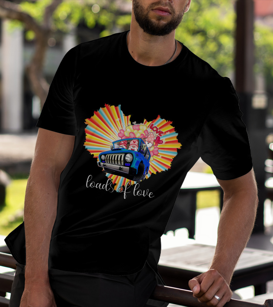 Loads Of Love Heart Explosion With Blue Jeep And Balloons T-Shirt