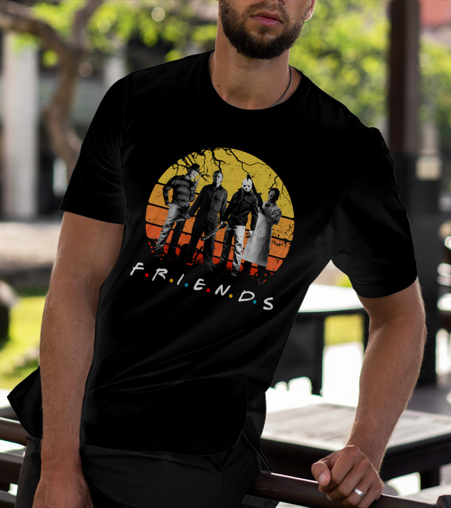 FRIENDS Halloween Horror Characters Sunset T-Shirt