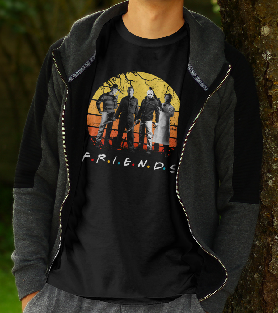FRIENDS Halloween Horror Characters Sunset T-Shirt
