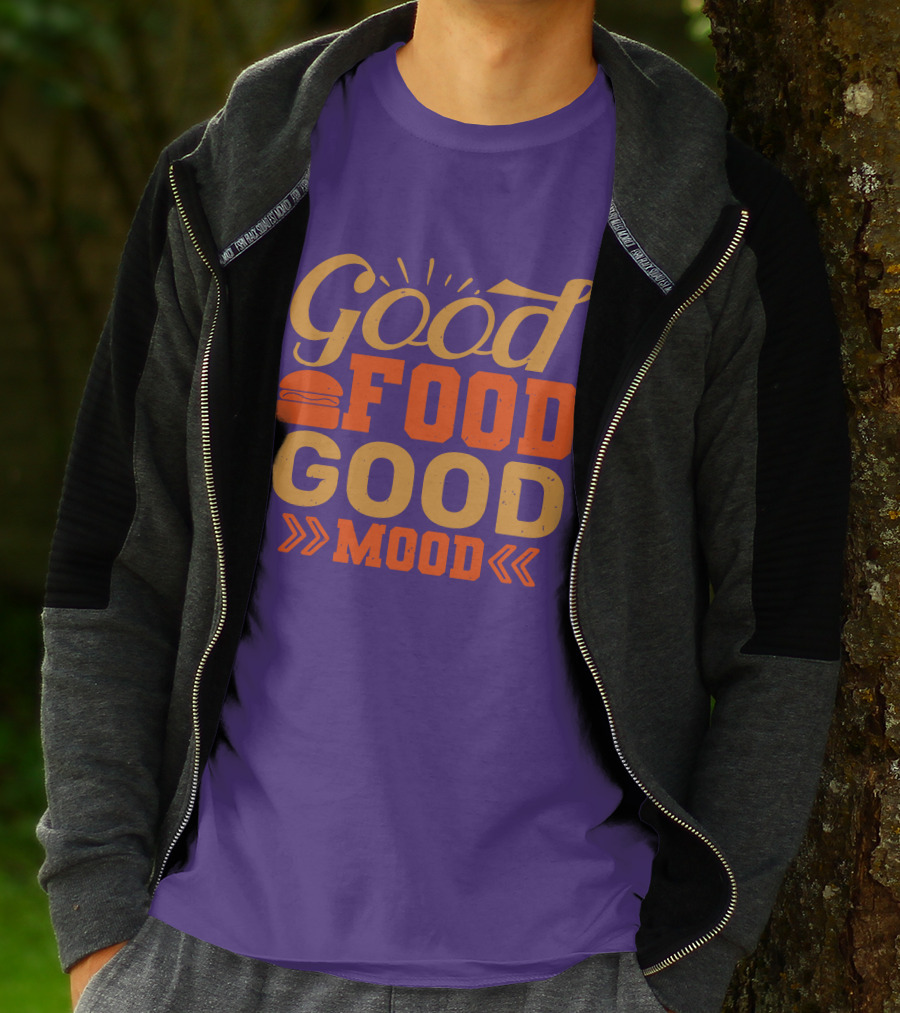 Good Food Good Mood Burger Sunburst Arrows T-Shirt