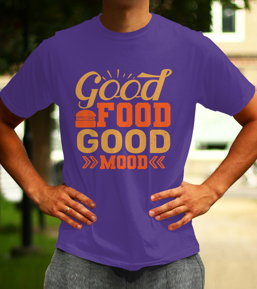 Good Food Good Mood Burger Sunburst Arrows T-Shirt