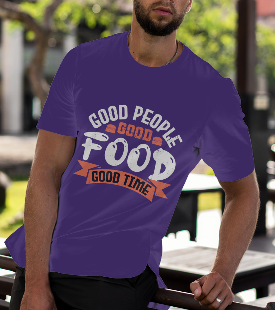 Good People Good Food Good Time Retro Banner T-Shirt