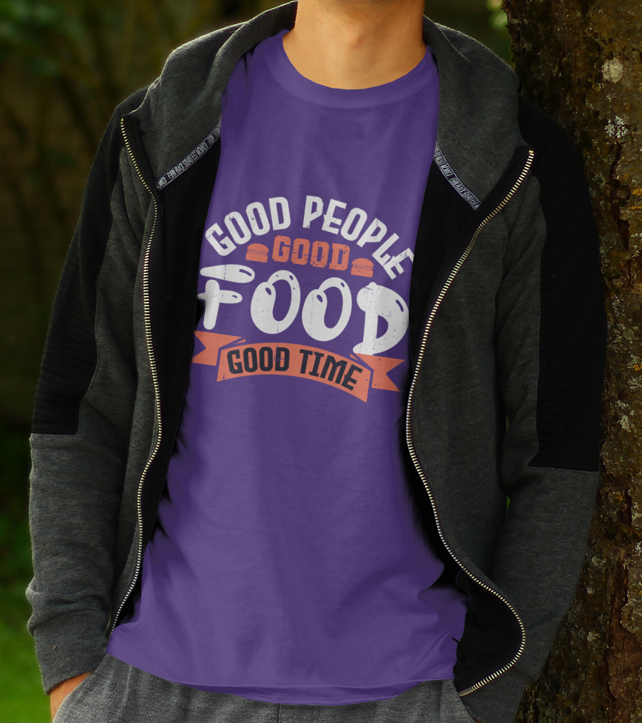 Good People Good Food Good Time Retro Banner T-Shirt