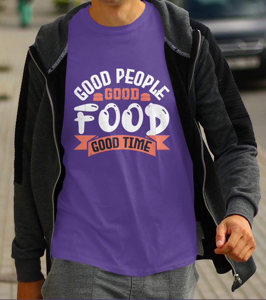 Good People Good Food Good Time Retro Banner T-Shirt