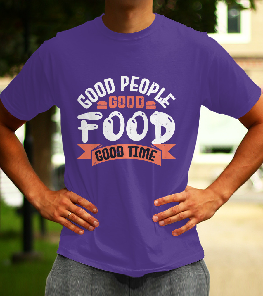 Good People Good Food Good Time Retro Banner T-Shirt