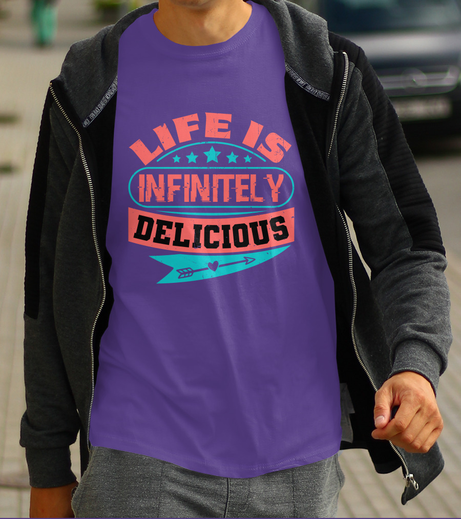 Life Is Infinitely Delicious Stars Arrow Heart T-Shirt