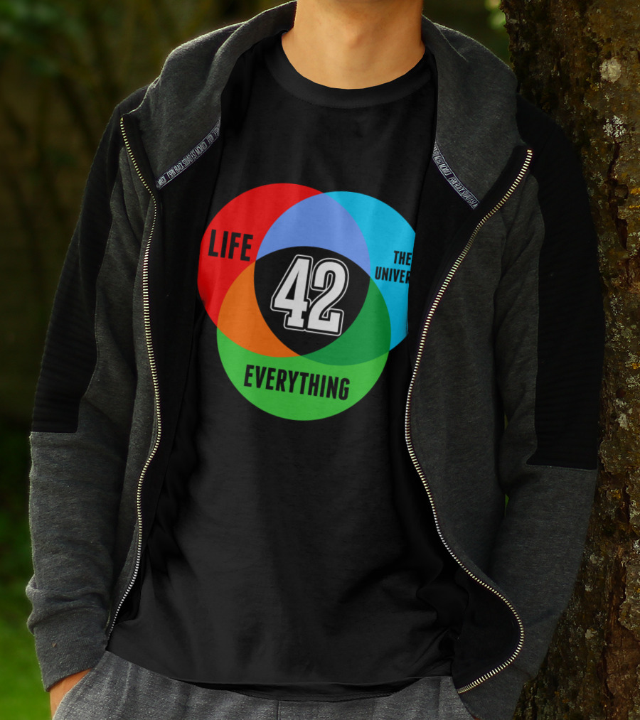 LIFE THE UNIVERSE EVERYTHING 42 SCIENCE VENN DIAGRAM T-Shirt