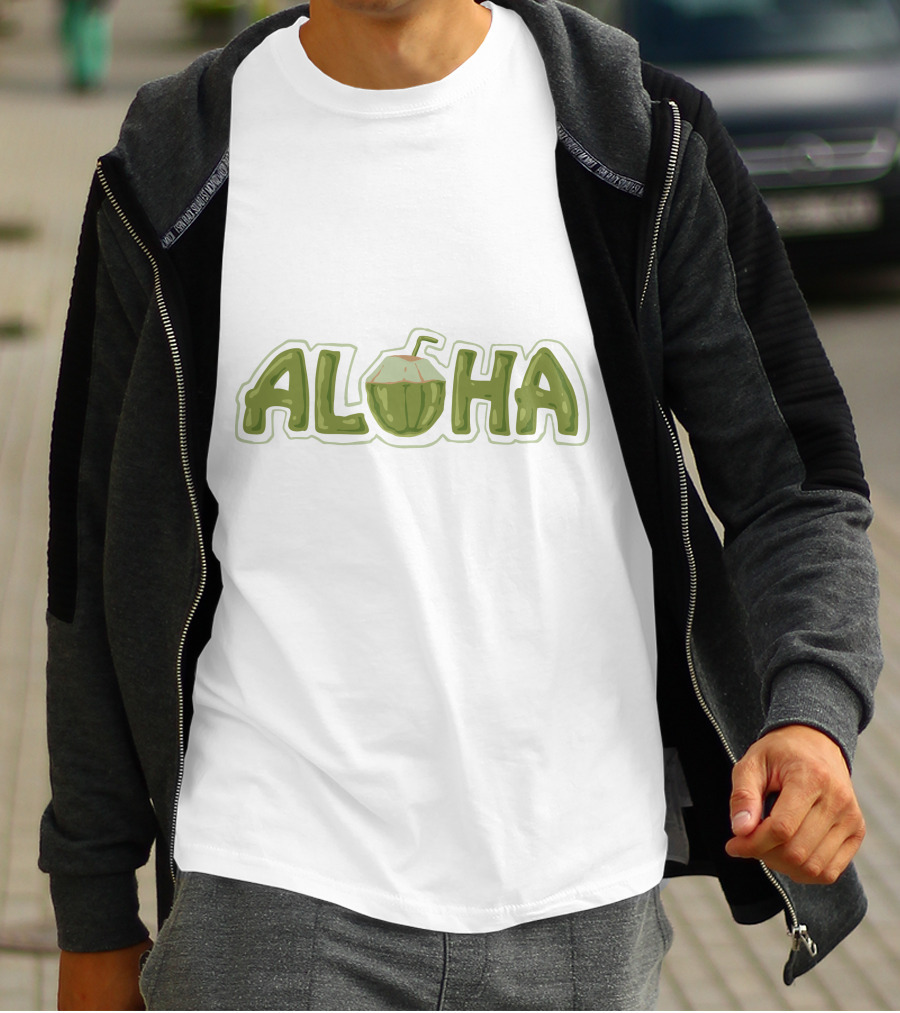Aloha Coconut Hawaii Beach Surf Summer Wave T-Shirt