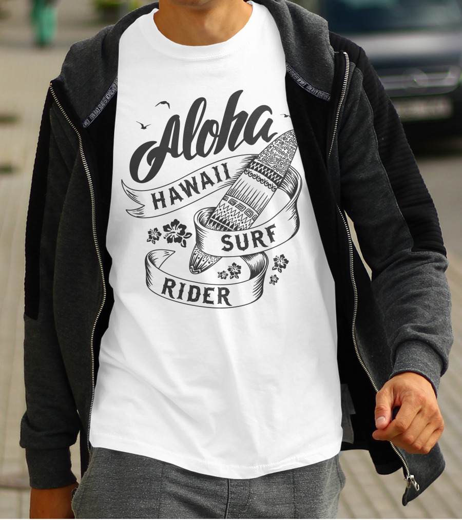 Aloha Hawaii Surf Rider Surfboard Summer Ocean T-Shirt