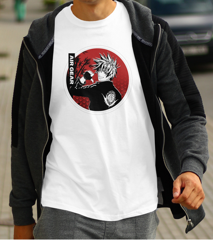 Air Gear Anime Character In Red And Black Circle With Bamboo Background T-Shirt