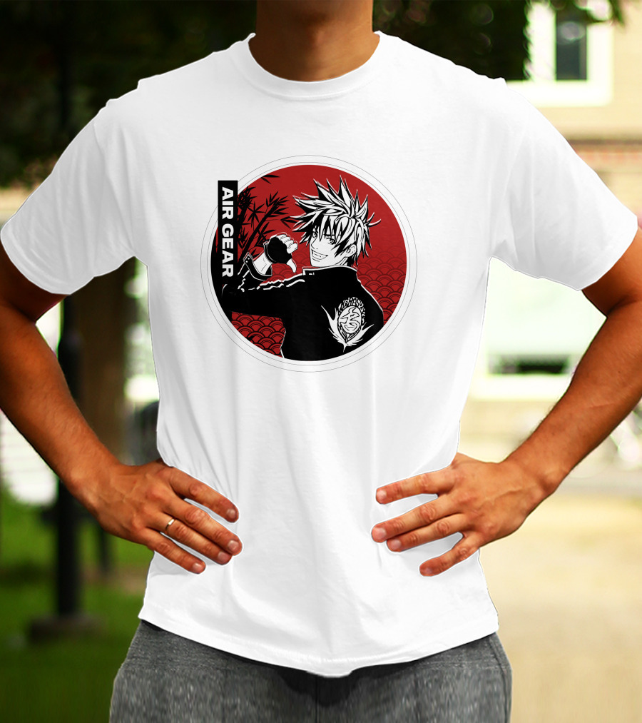 Air Gear Anime Character In Red And Black Circle With Bamboo Background T-Shirt