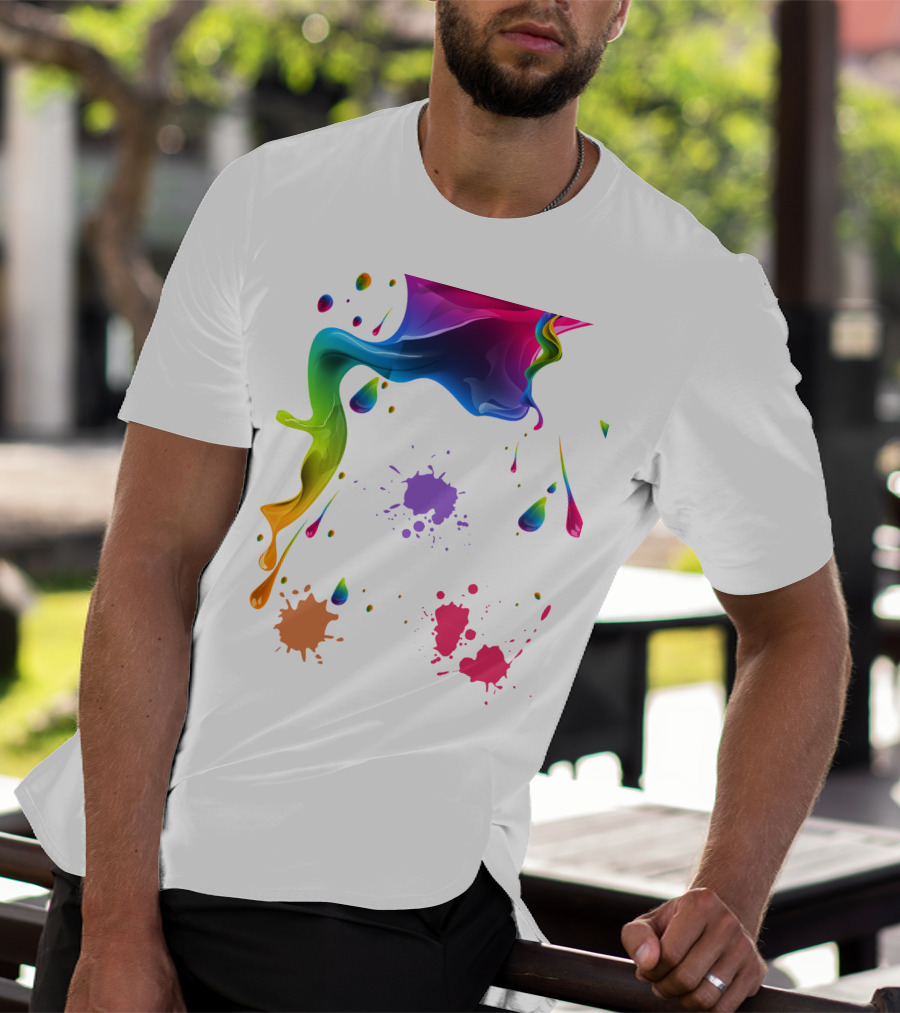 Waterpaint Colorful Splatter Vibrant Drips And Drops T-Shirt