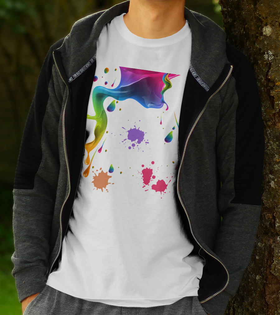 Waterpaint Colorful Splatter Vibrant Drips And Drops T-Shirt