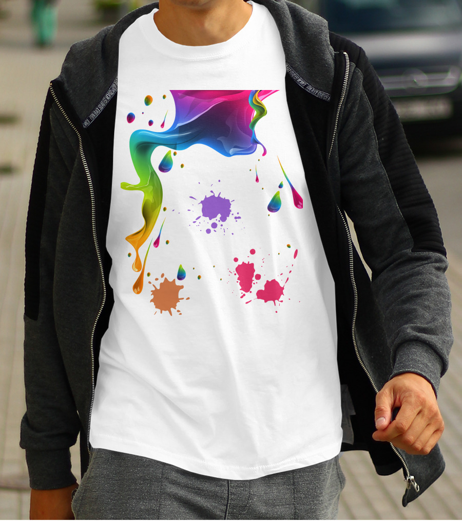 Waterpaint Colorful Splatter Vibrant Drips And Drops T-Shirt