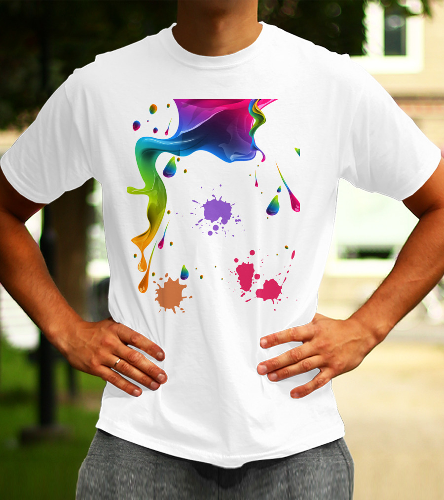 Waterpaint Colorful Splatter Vibrant Drips And Drops T-Shirt