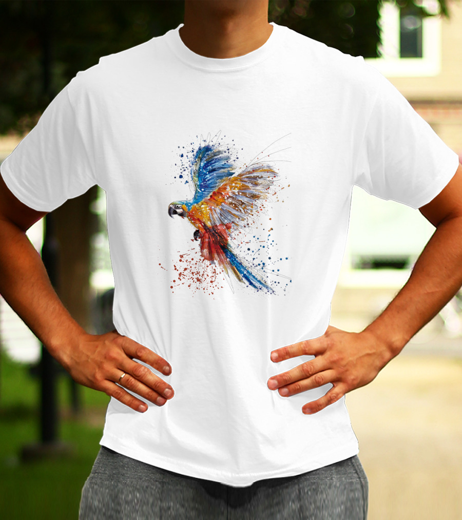 Colorful Splatter Parrot Flight T-Shirt