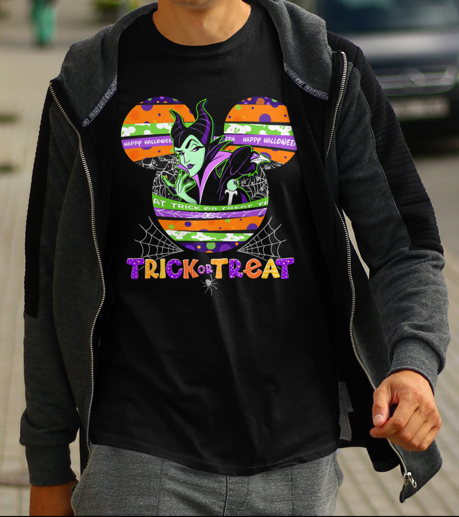 Maleficent Mickey Trick Or Treat Happy Halloween T-Shirt