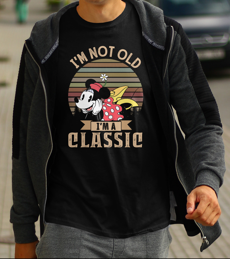 I'm Not Old I'm A Classic Minnie Mouse Retro Vintage Stripes T-Shirt