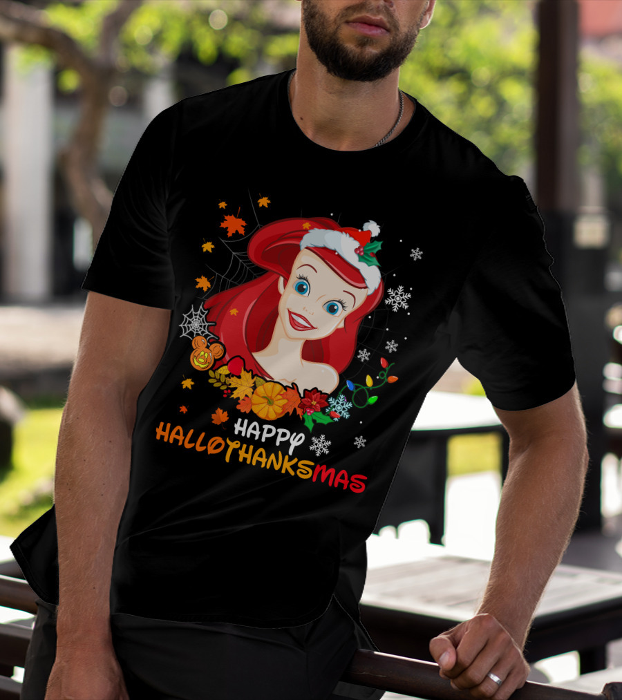 Happy Hallothanksmas Ariel Holiday Mashup T-Shirt