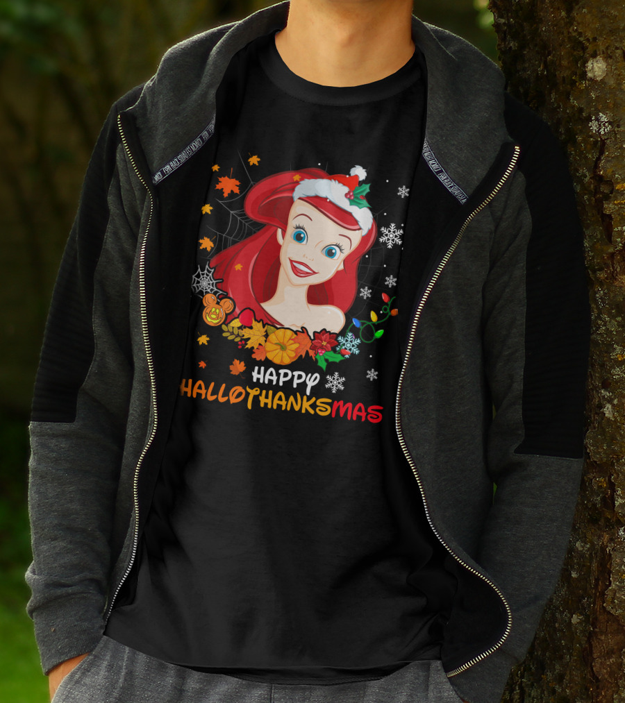 Happy Hallothanksmas Ariel Holiday Mashup T-Shirt