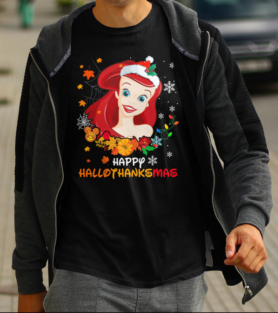 Happy Hallothanksmas Ariel Holiday Mashup T-Shirt