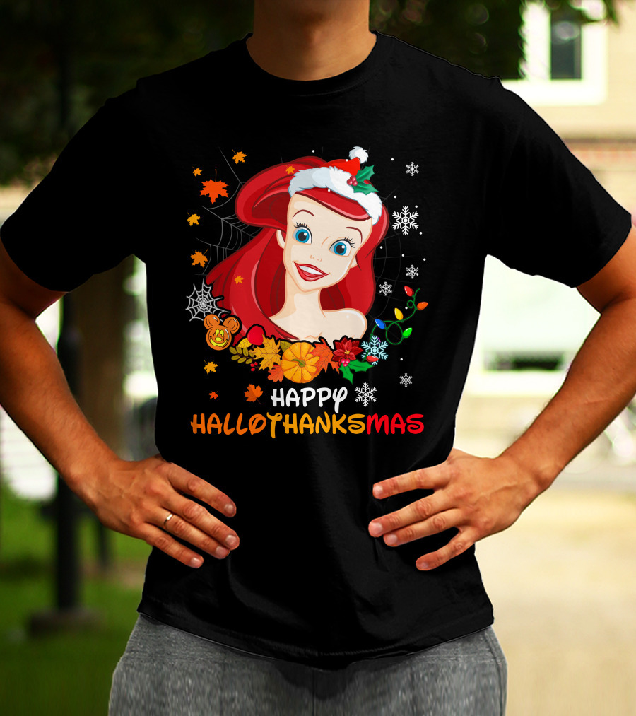 Happy Hallothanksmas Ariel Holiday Mashup T-Shirt