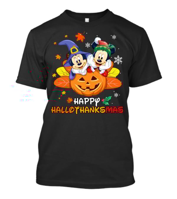 Happy Hallothanksmas Mickey And Minnie T-Shirt