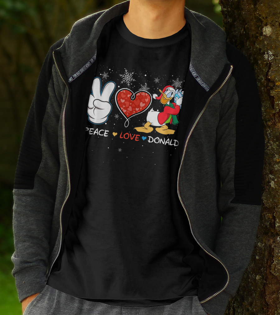 Peace Love Donald Duck Christmas Gift Snowflakes T-Shirt