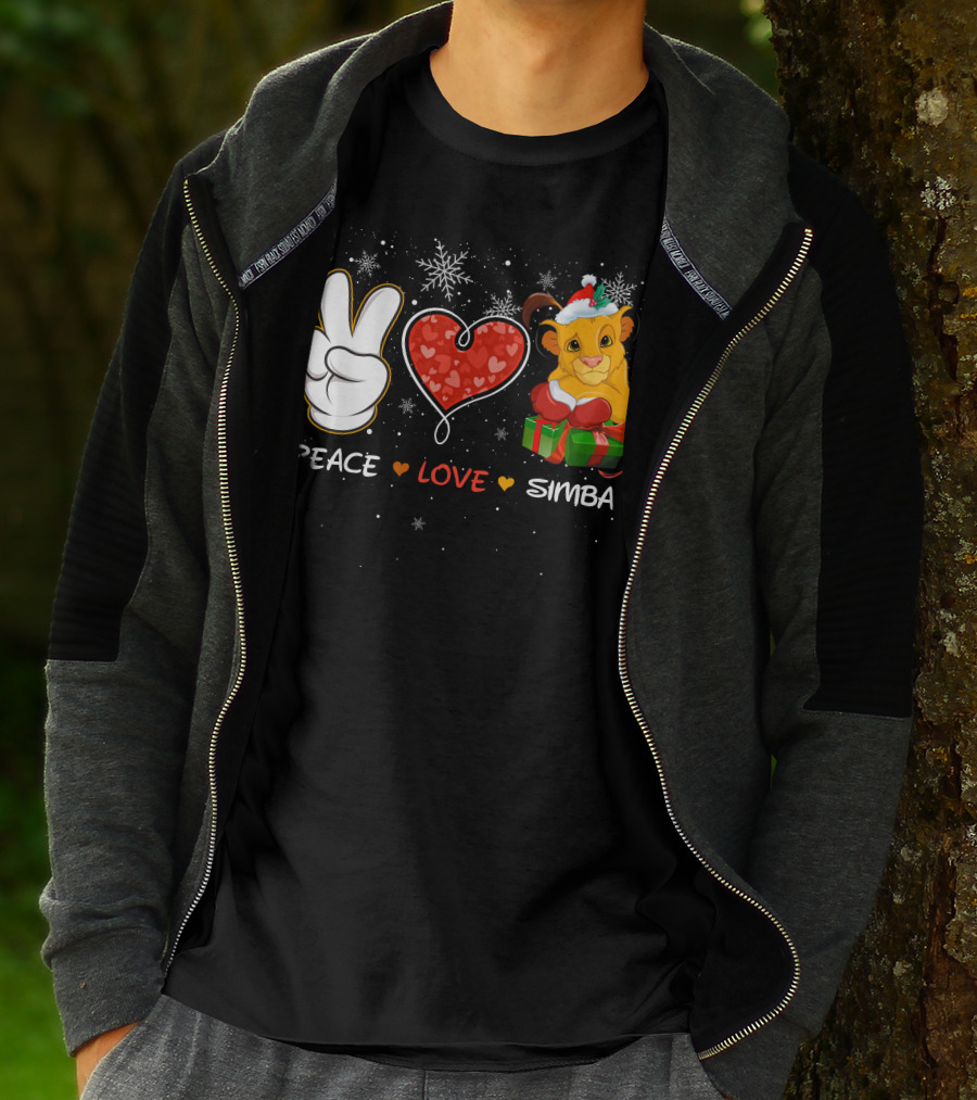 Peace Love Simba Christmas Gift Snowflakes T-Shirt
