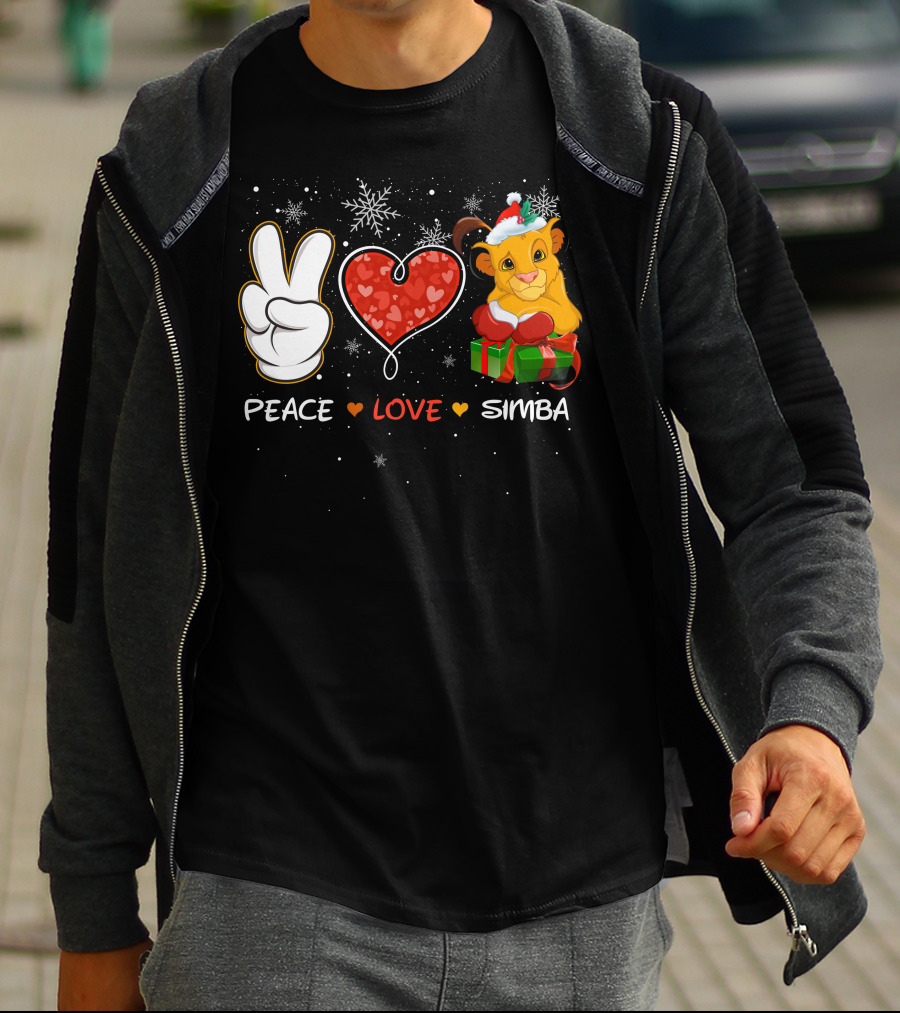 Peace Love Simba Christmas Gift Snowflakes T-Shirt
