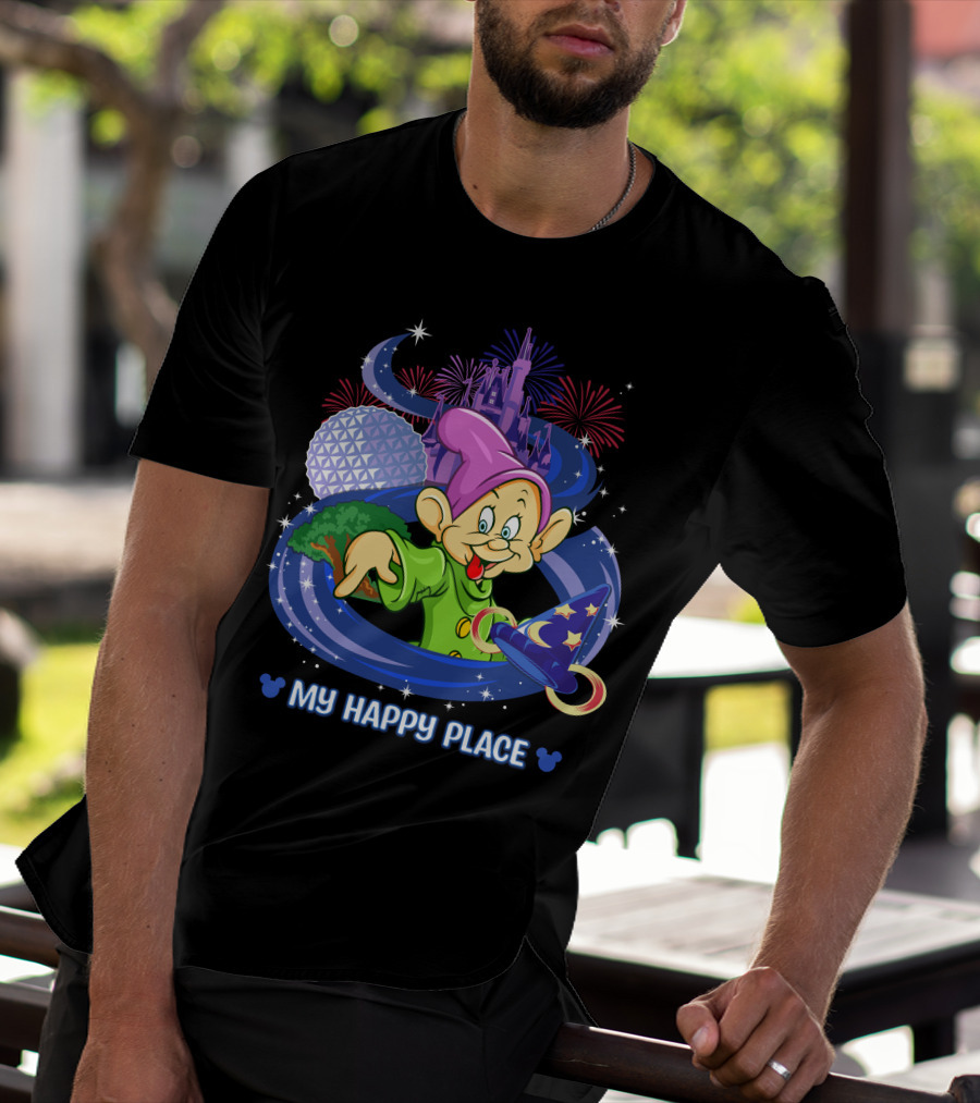 My Happy Place Dopey Castle Fireworks Magic Hat T-Shirt