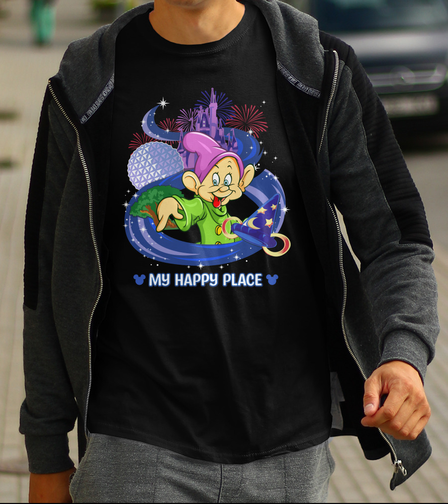 My Happy Place Dopey Castle Fireworks Magic Hat T-Shirt