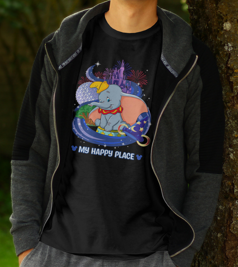 My Happy Place Dumbo Castle Magic Hat Icons T-Shirt