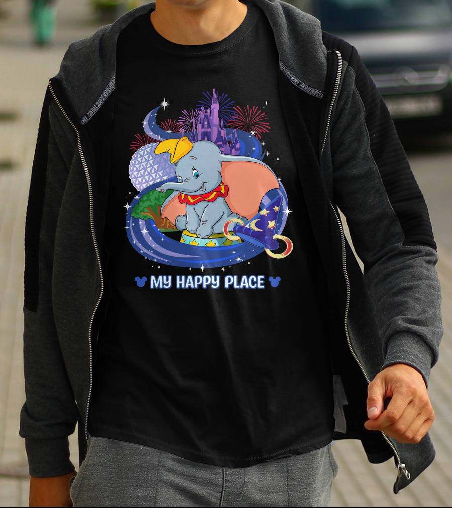 My Happy Place Dumbo Castle Magic Hat Icons T-Shirt