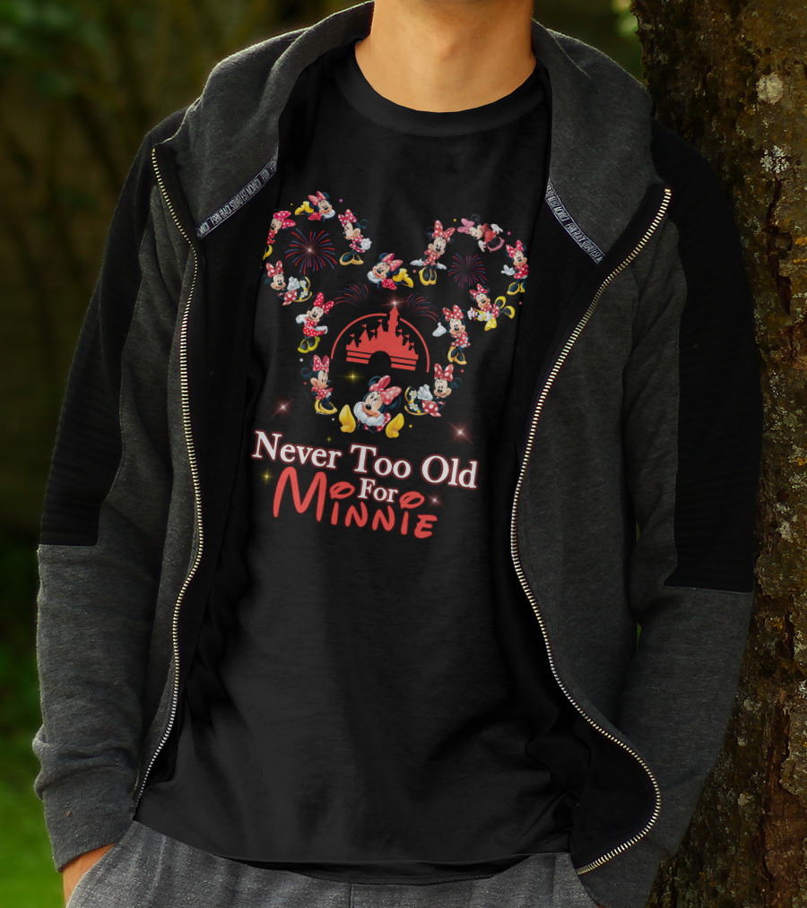 Never Too Old For Minnie Mouse Fireworks Castle T-Shirt