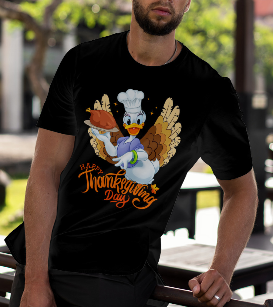 Happy Thanksgiving Day Daisy Duck Turkey Chef T-Shirt
