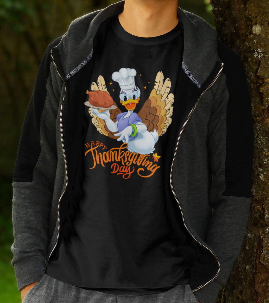 Happy Thanksgiving Day Daisy Duck Turkey Chef T-Shirt