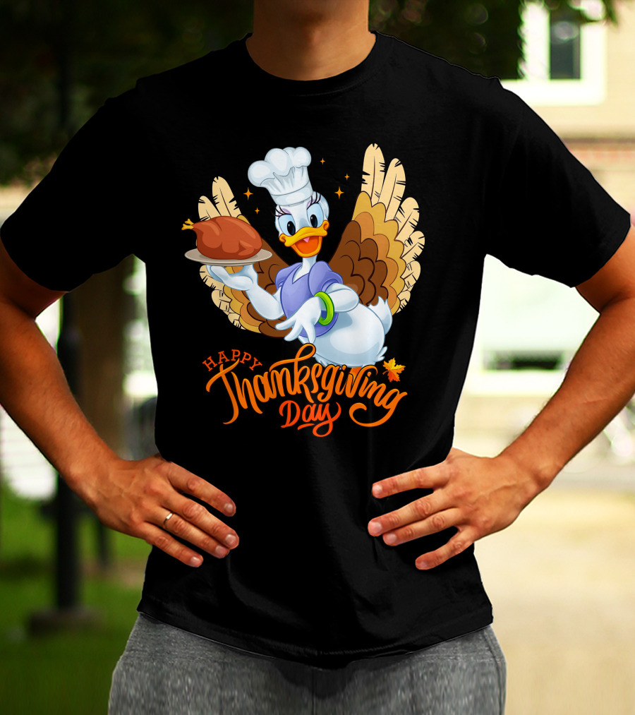 Happy Thanksgiving Day Daisy Duck Turkey Chef T-Shirt