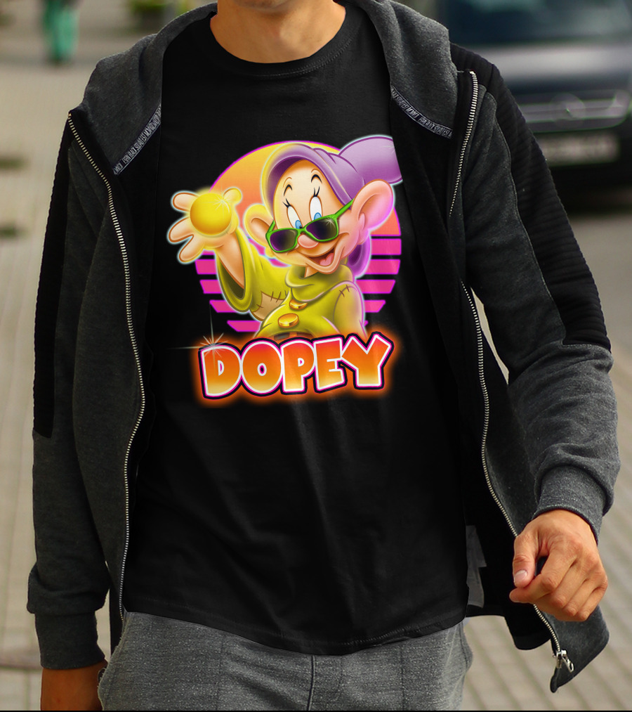 Dopey Retro Sunglasses Glow Neon Style T-Shirt